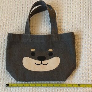 Mini Gray Tote Bag with Bear Face
